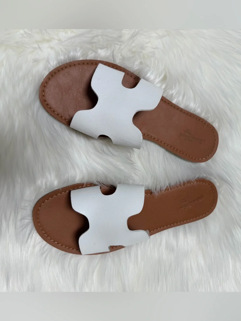 White Cut-Out Jenny Slide Sandals
